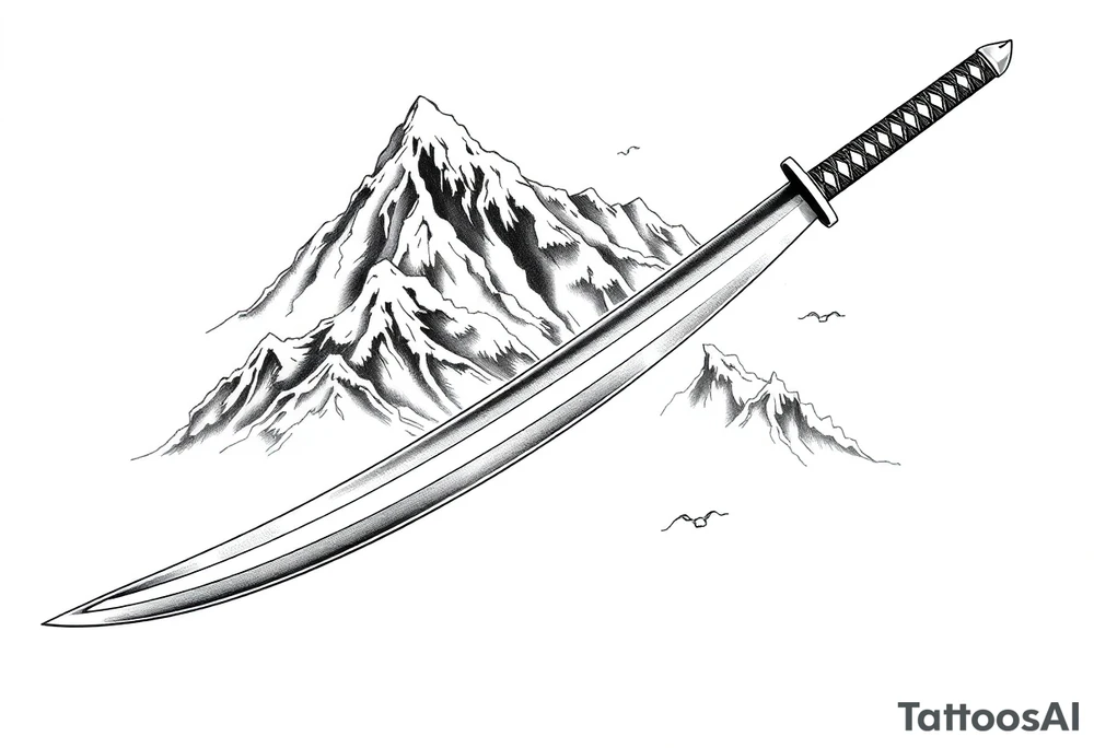 Japanese katana, cutting mountains tattoo idea