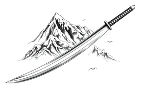 Japanese katana, cutting mountains tattoo idea