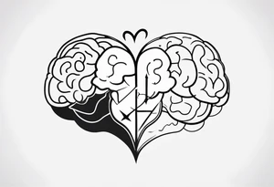 Picture of a heart and brain with an arrow pointing down tattoo idea
