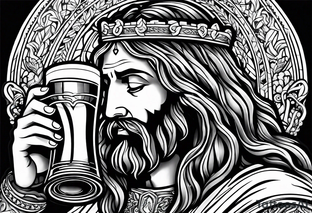 jesus drinking beer tattoo idea