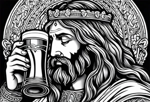 jesus drinking beer tattoo idea
