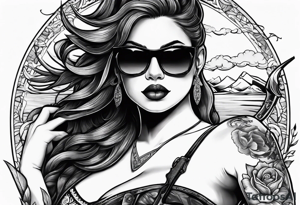 capricorn with sunglasses and shotgun tattoo idea