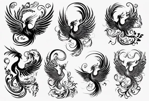 Phoenix in swirls tattoo idea