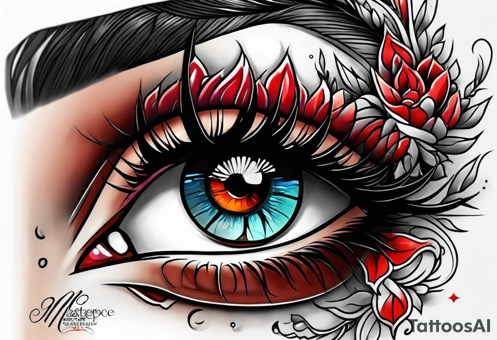 Neo traditional woman scar eyes blind blood tattoo idea