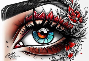 Neo traditional woman scar eyes blind blood tattoo idea