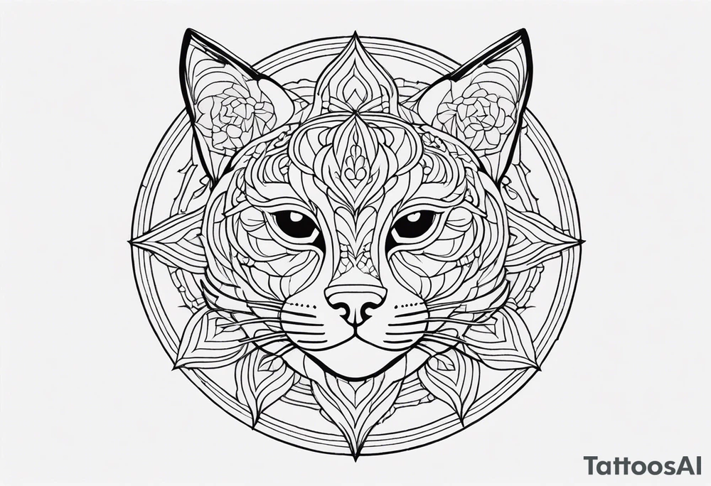 Cat mandala tattoo idea