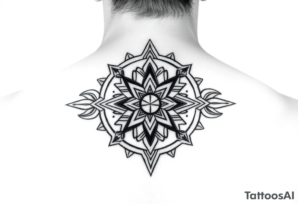 Polynesian geometric shield neurodiversity tattoo idea