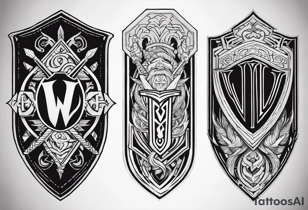 Valhalla sword shield steps tattoo idea