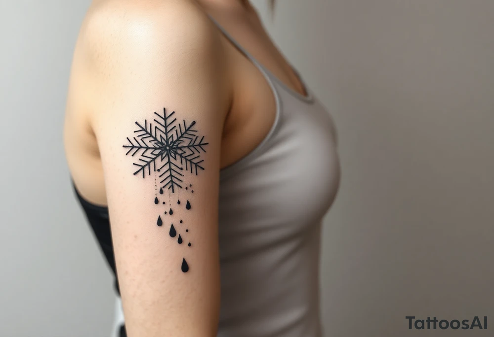 A snowflake melting and turning into rain drops and the rain drops cascading over and umbrella tattoo idea