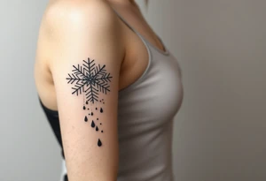 A snowflake melting and turning into rain drops and the rain drops cascading over and umbrella tattoo idea