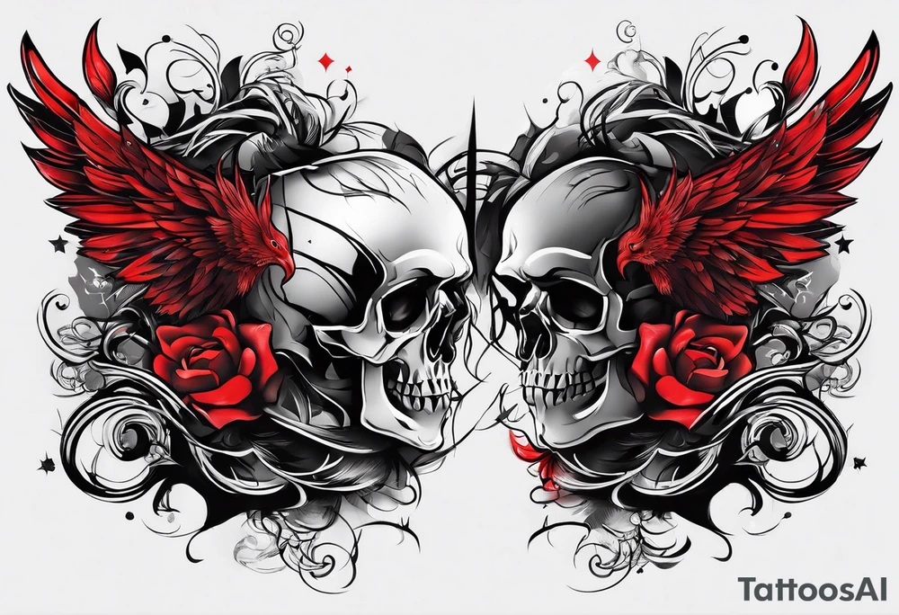 black and red dark theme tattoo idea