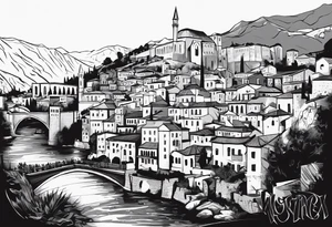 The city of Mostar. Now put a warrior in front. tattoo idea