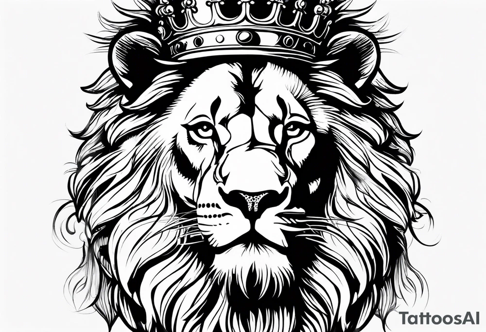 lion wearing crown tattoo idea