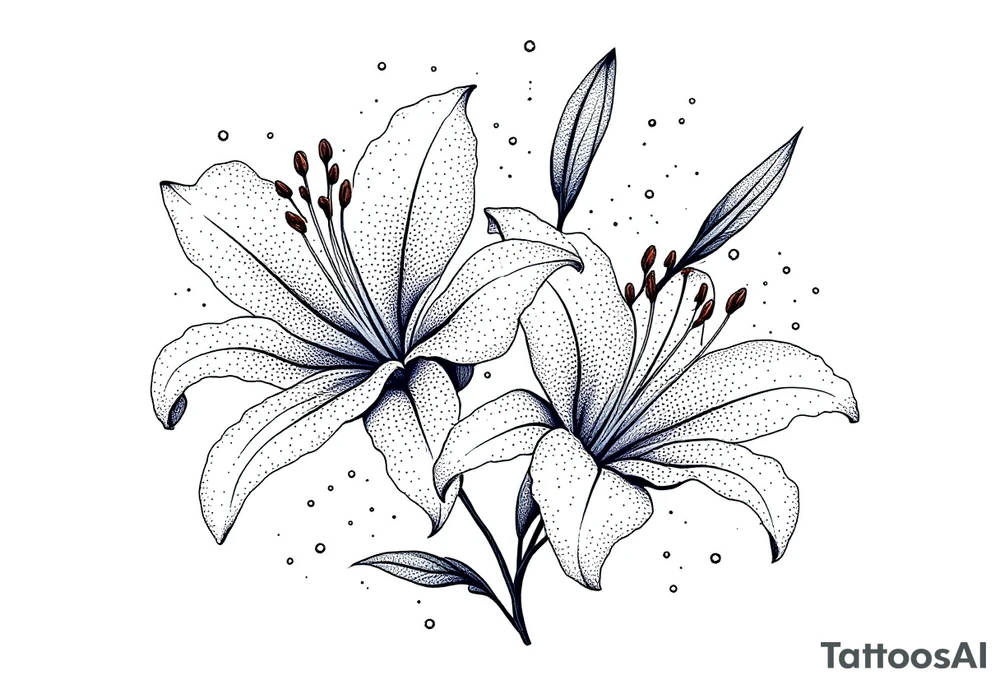 delicate lilies in frost with petals tattoo idea