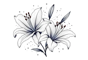 delicate lilies in frost with petals tattoo idea