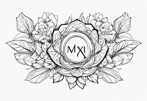 III.XIII.MMXI surrounded by floral and shapes on tricep tattoo idea