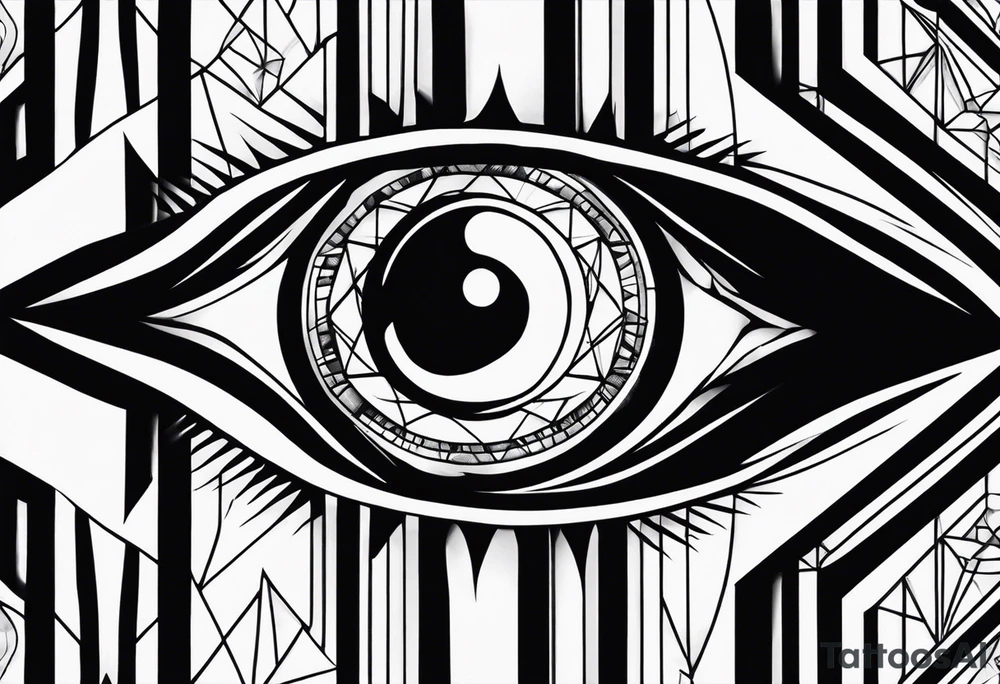 Most protective symbol in the world thirds eye layered through the design where is looks like your seeing through the fabric of reality tattoo idea