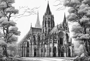 gothic cathedral with knight tattoo idea