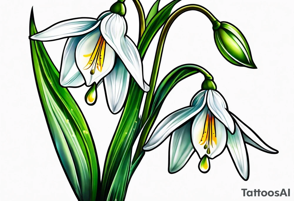snowdrop flower design tattoo idea