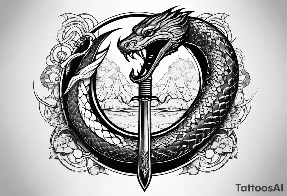 Aggresive Snakes with a sword, this design must be in a vertical vertical proportion. Additionaly the desing must be "Steampunk" type tattoo idea