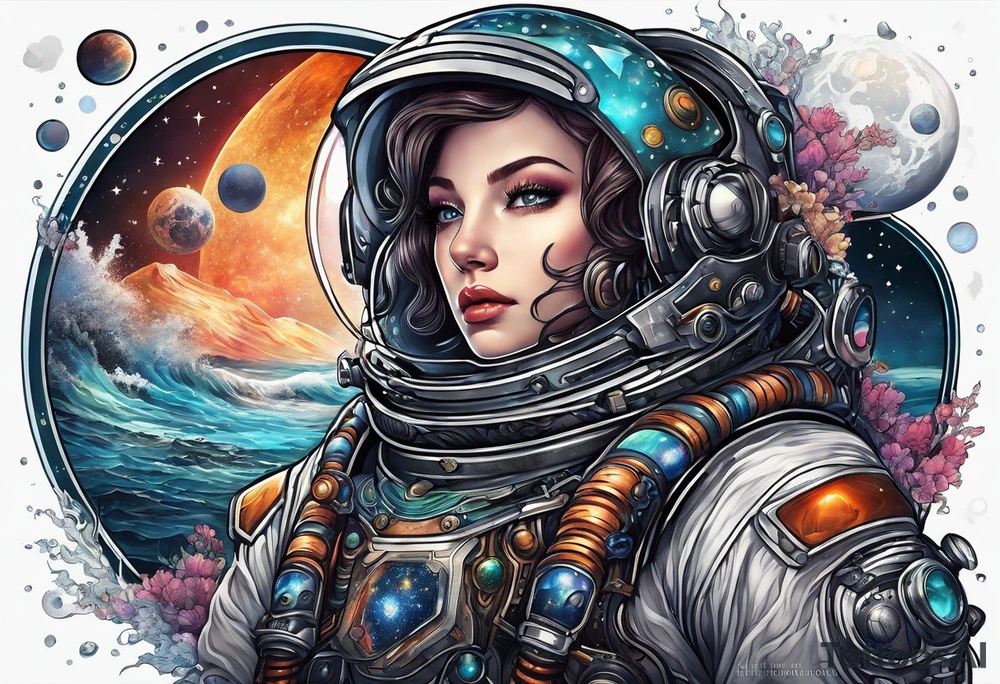 Outer space, ocean tattoo idea