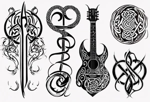 celtic  design with a treble clef and a guitar tattoo idea