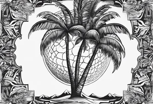palm tree but switch leaves with human hands tattoo idea