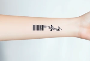 A barcode that transforms into musical notes, representing the harmony of a couple’s love story tattoo idea