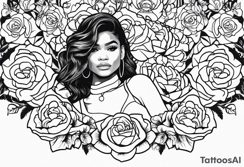 Zendaya on bed of roses tattoo idea