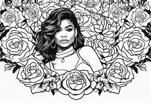 Zendaya on bed of roses tattoo idea