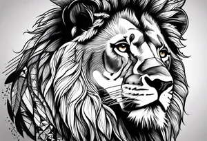 Lion face, half geometry tattoo idea