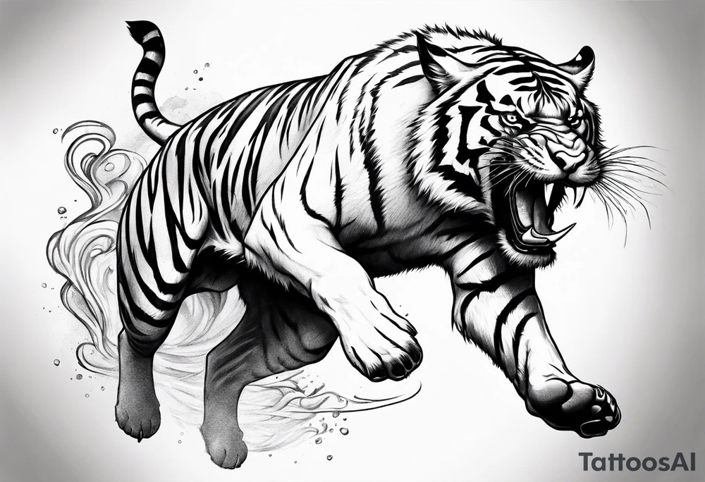 Big tiger kicking a pig tattoo idea