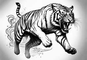Big tiger kicking a pig tattoo idea