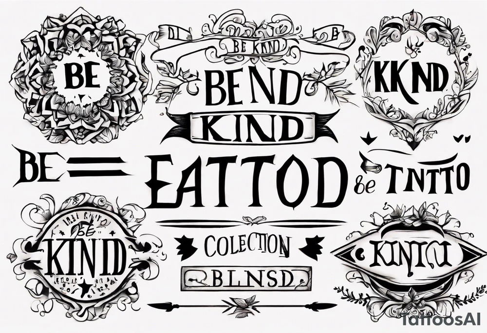 Straight line lettering that says Be Kind …..of a Bitch tattoo idea