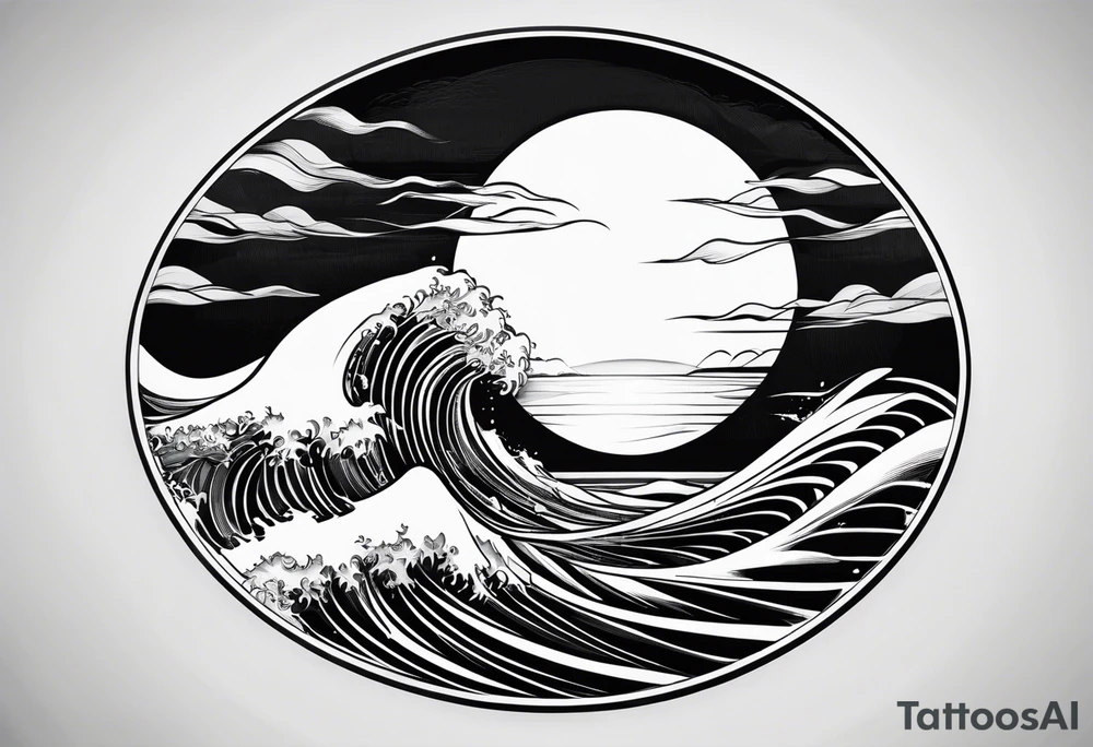 wave in circle tattoo idea