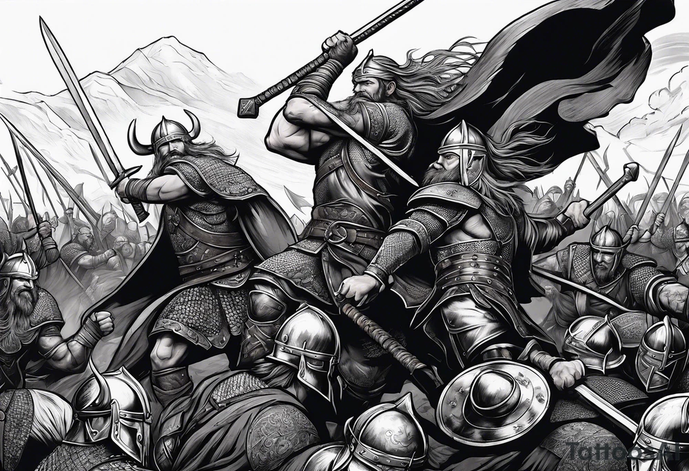 Viking battle scene to go on a back tattoo idea