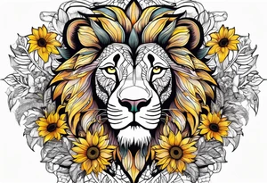Lion top; sunflower bottom tattoo idea