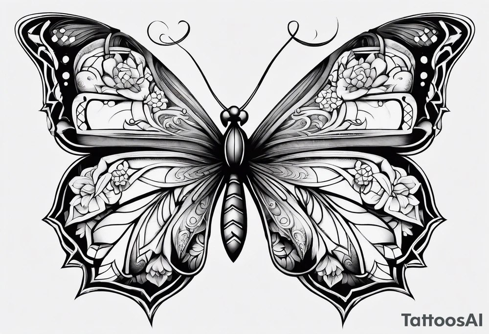 Fine line symmetry tattoo idea