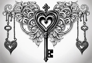 Heart shaped antique key tattoo idea
