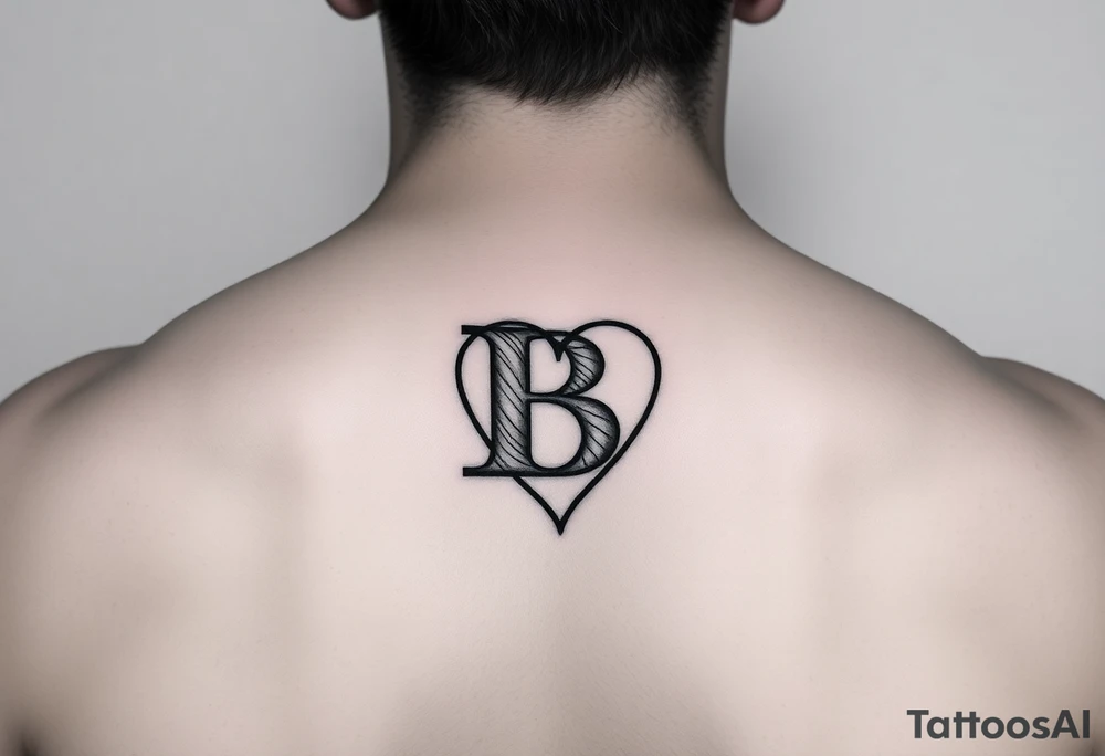 Letter B with a heart on hand tattoo idea