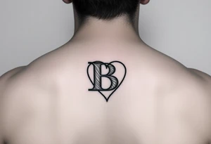 Letter B with a heart on hand tattoo idea