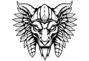 powerful majestic muscle anubis Egyptian god face without eyes with mantle on head tattoo idea
