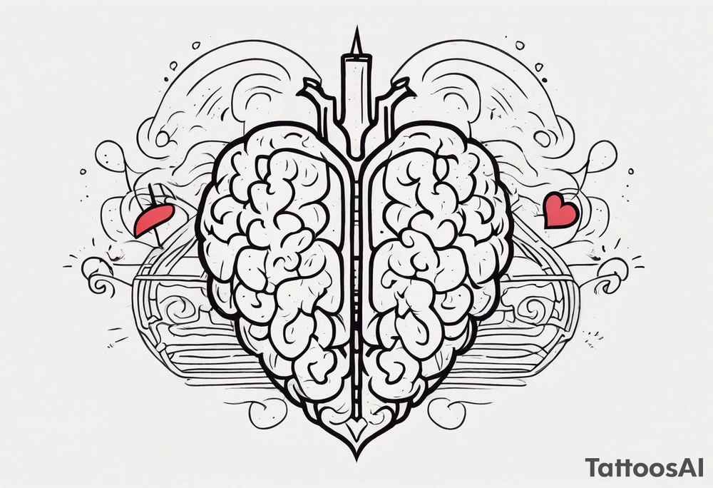 heart to brain connection tattoo idea