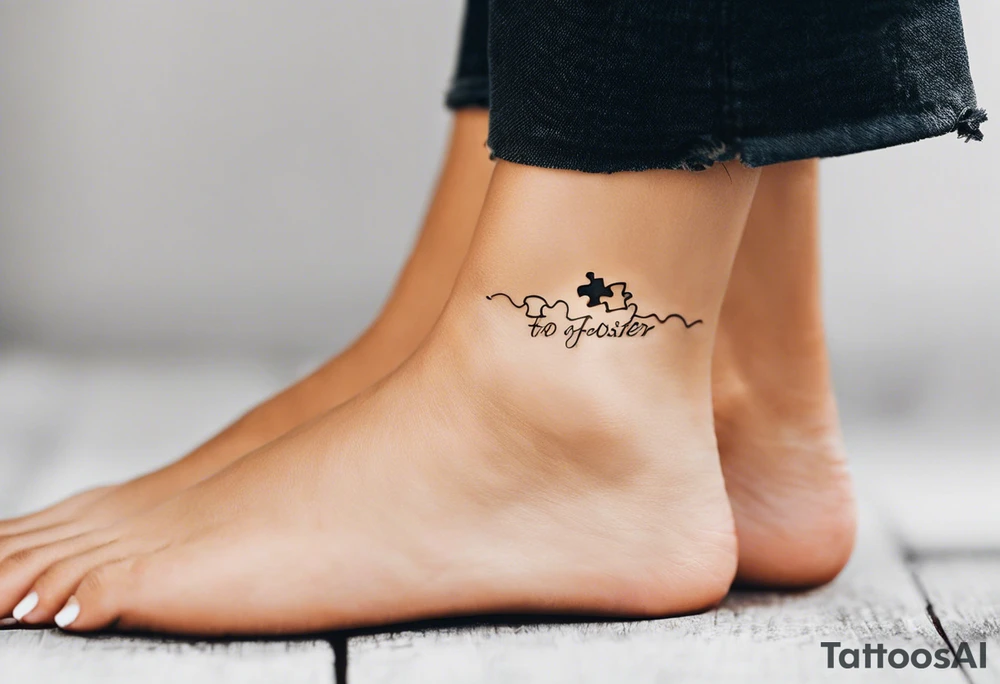 Puzzle Piece: A fine, clean outline with no shading, keeping the design light and elegant.
Handwritten Text: inside the puzzle piece, your sister’s words “to my favorite sister,” carefully preserving the integrity of her handwriting.
This will create a balanced, meaningful design that's simple yet full of emotion—perfect for a small ankle tattoo. tattoo idea