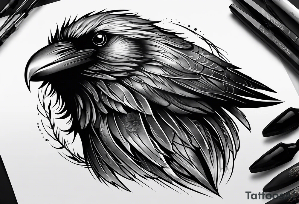 Generate a tattoo of a raven for the forearm tattoo idea