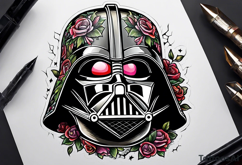 Zombie death vader helmet tattoo idea