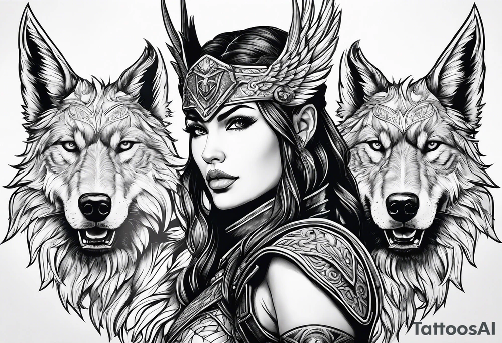 Valkyrie with fenrir tattoo idea