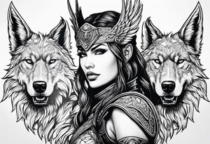 Valkyrie with fenrir tattoo idea