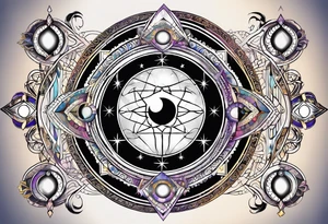 Astrology, Cancer & Aquarius, Natal Chart, angelic, vision, planetary, yin yang, the moon, spiritual third eye, mystical armband tattoo idea