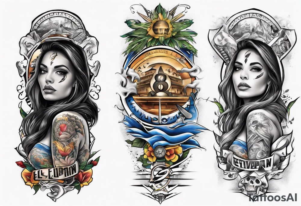 Metapan El Salvador theme half sleeve forearm tattoo idea